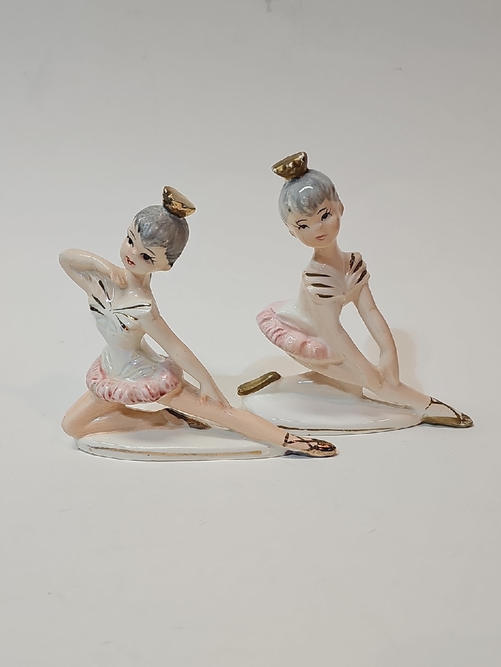 Vintage Ceramic Ballerina Figurines with Gold accents - Japan